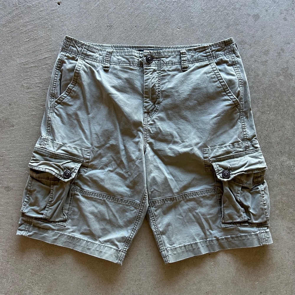 Vintage Aeropostale Cargo Shorts Size 34 Green Y2K Cotton 10.5" Inseam